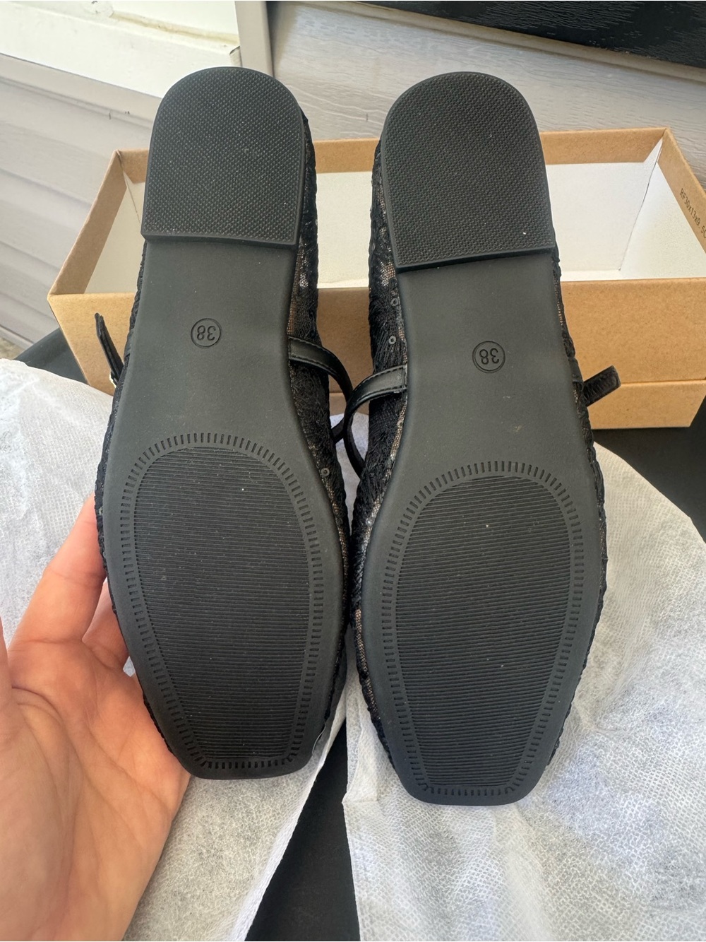 Newlady Ballet Flats Women's Mesh  Mary Jane Black NWT Size 8 - Picture 5 of 8